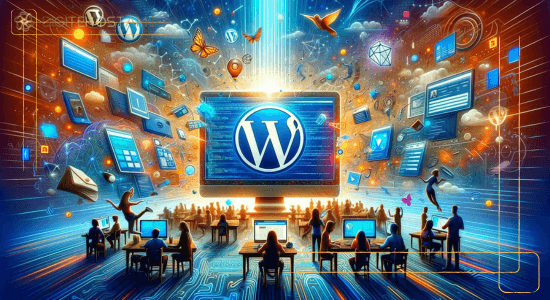 Useat ihmiset etsivät vastausta mikä on WordPress? Heidän edessään on iso WordPress logo